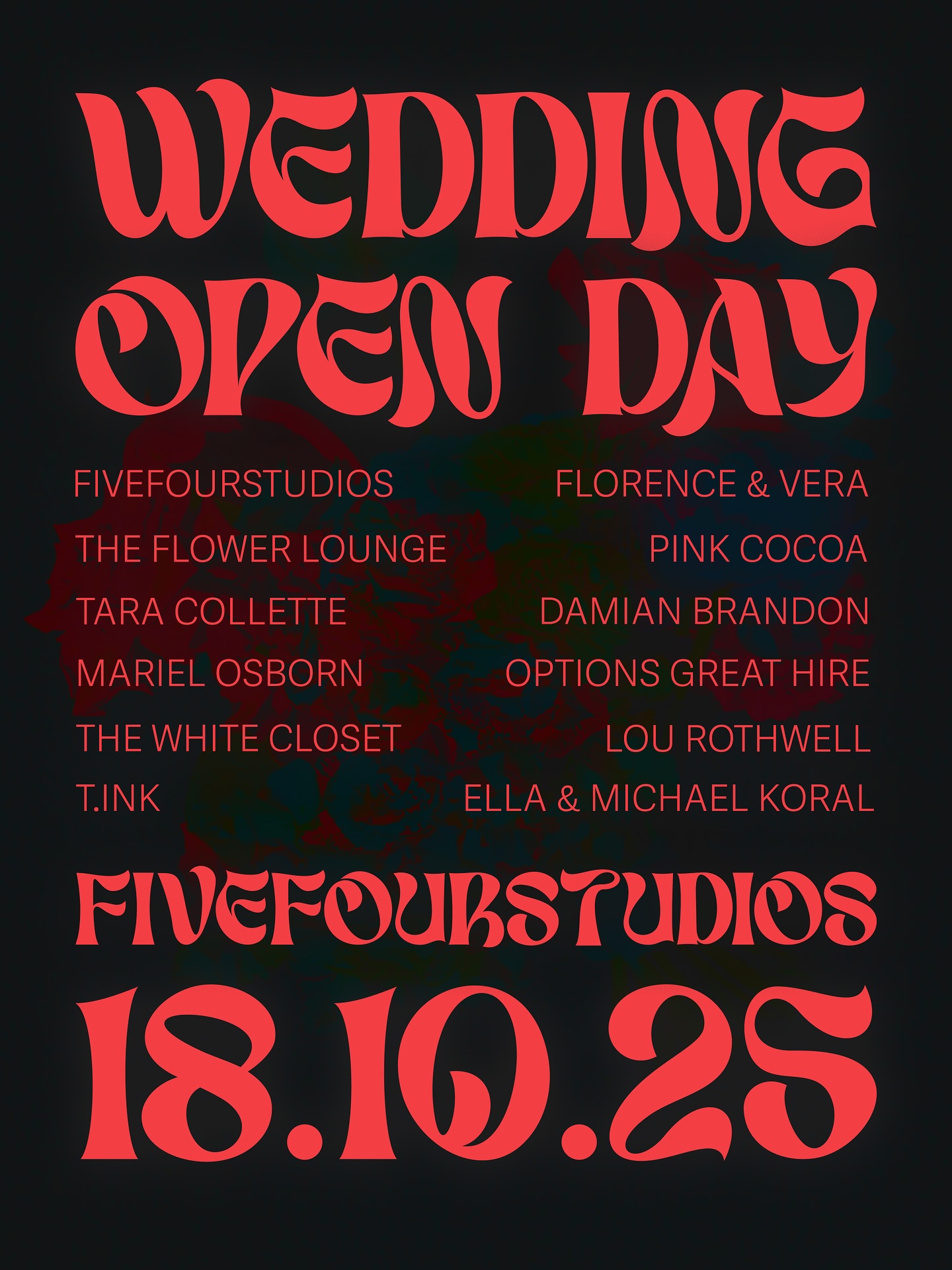 2 DAYS TO GO!

Not long to go until our Wedding Open Day - the perfect opportunity to see fivefourstudios dressed for a wedding alongside some of Manchester’s finest suppliers!

In collaboration with ...

Florence & Vera Events | @floveevents
The Flower Lounge | @flower_lounge
Damian Brandon I @damian_brandon_photography
Options Great Hire | @optionsgreathire
The White Closet | @thewhitecloset
Tara Collette | @taracollette
Mariel Orsborn | @marielosborn
T.ink | @t.inkstyleandstationery
Pink Cocoa | @pinkcocoa_sarah 
Lou Rothwell | @lourothwellmakeup 
Ella & Michael | @koralkouple 

Tickets & information in our bio! See you there …

#fivefourstudios 

#wedding #openday #weddingopenday #engaged #venue #weddingvenue